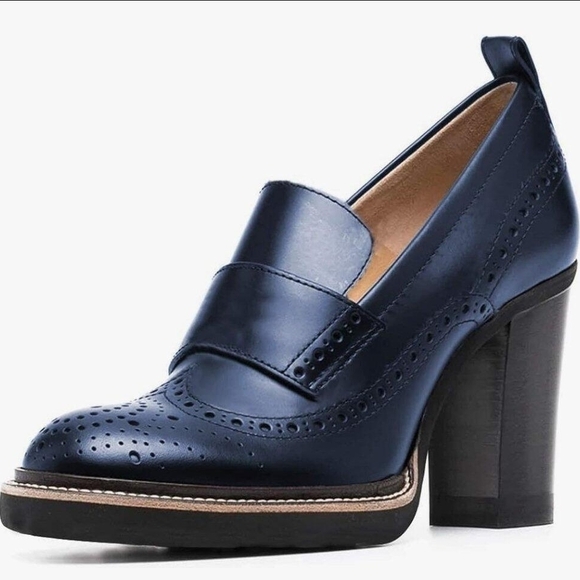 YDN Women Chunky High Heels Round Toe Oxford Loafer   Shoe Size 7.5 - Picture 1 of 1